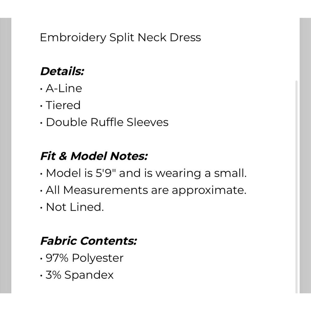 Umgee - Embroidery Split Neck Dress - Large - Picture 4 of 4